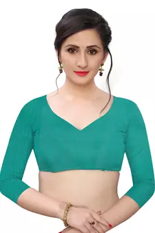 Multicolor woven blended cotton saree with blouse