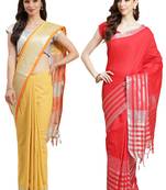 Multicolor woven blended cotton saree with blouse