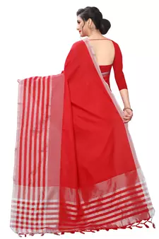 Multicolor woven blended cotton saree with blouse