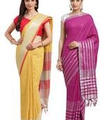 Multicolor woven blended cotton saree with blouse