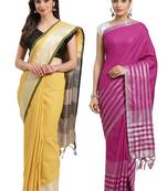 Multicolor woven blended cotton saree with blouse