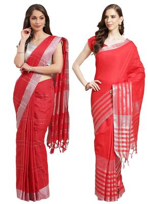 Multicolor woven blended cotton saree with blouse 1