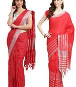 Multicolor woven blended cotton saree with blouse