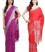 Multicolor woven blended cotton saree with blouse