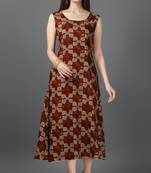 Women Printed Rayon High Low Kurta  (Maroon)