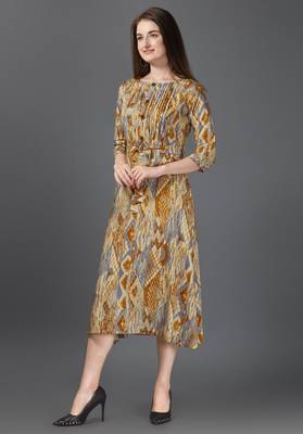Women Multicolor Printed Rayon A-line Dress 3