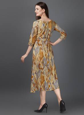 Women Multicolor Printed Rayon A-line Dress 4