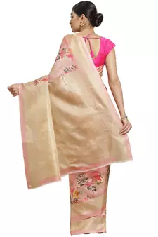 Multicolor printed art silk saree with blouse
