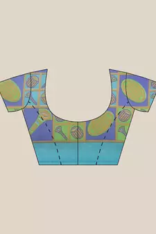Multicolor printed art silk saree with blouse