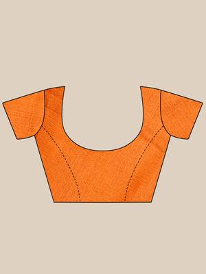 Multicolor printed art silk saree with blouse 4