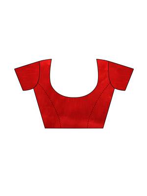 Red printed georgette saree with blouse 5