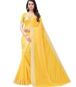 Yellow woven cotton saree with blouse