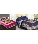ridan cotton multicolour combo of printed bed sheet with pillow covers