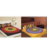 ridan cotton multicolour combo of printed bed sheet with pillow covers