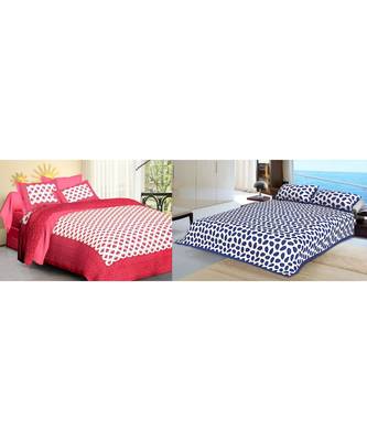 ridan cotton multicolour combo of printed bed sheet with pillow covers 1