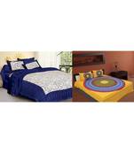 ridan cotton multicolour combo of printed bed sheet with pillow covers