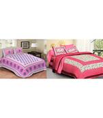 ridan cotton multicolour combo of printed bed sheet with pillow covers