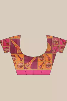 Multicolor printed art silk saree with blouse