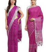 Multicolor woven blended cotton saree with blouse