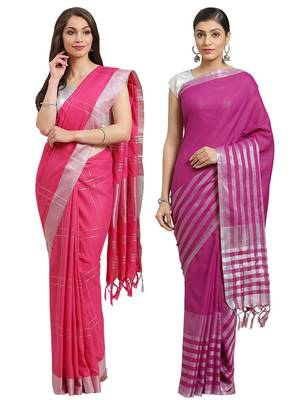 Multicolor woven blended cotton saree with blouse 1