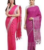 Multicolor woven blended cotton saree with blouse