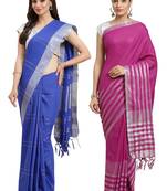 Multicolor woven blended cotton saree with blouse