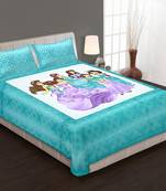Ridan cotton multicolour cartoon print double bed sheet with pillow cover