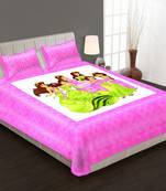Ridan cotton multicolour cartoon print double bed sheet with pillow cover