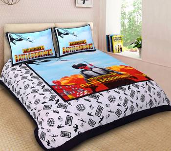 Ridan cotton multicolour cartoon   print double bed sheet with pillow cover 1