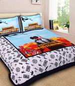 Ridan cotton multicolour cartoon   print double bed sheet with pillow cover
