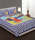 Ridan cotton multicolour  printed double bed sheet with pillow cover
