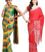 Multicolor woven blended cotton saree with blouse