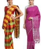 Multicolor woven blended cotton saree with blouse