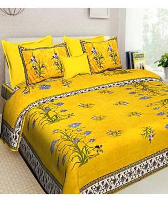 Ridan cotton multicolour  printed double bed sheet with pillow cover 1