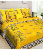 Ridan cotton multicolour  printed double bed sheet with pillow cover
