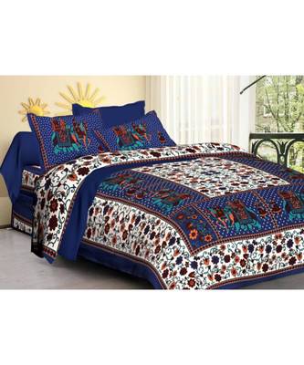 Ridan cotton multicolour  printed double bed sheet with pillow cover 1