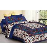 Ridan cotton multicolour  printed double bed sheet with pillow cover