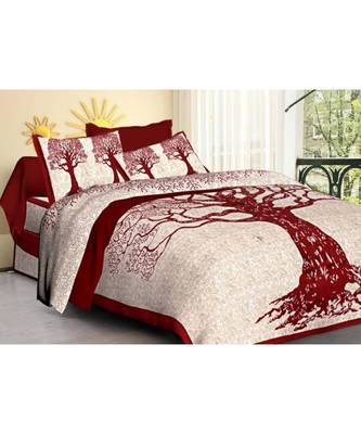 Ridan cotton multicolour  printed double bed sheet with pillow cover 1
