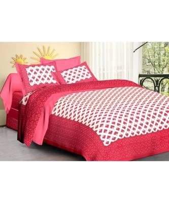 Ridan cotton multicolour  printed double bed sheet with pillow cover 1