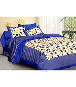 Ridan cotton multicolour  printed double bed sheet with pillow cover