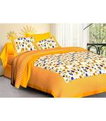 Ridan cotton multicolour  printed double bed sheet with pillow cover