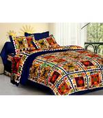 Ridan cotton multicolour  printed double bed sheet with pillow cover