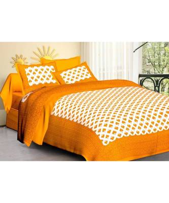 Ridan cotton multicolour  printed double bed sheet with pillow cover 1