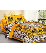 Ridan cotton multicolour  printed double bed sheet with pillow cover