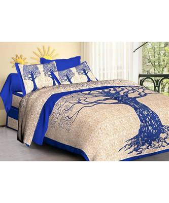 Ridan cotton multicolour  printed double bed sheet with pillow cover 1