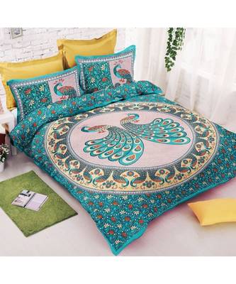 Ridan cotton multicolour  printed double bed sheet with pillow cover 1