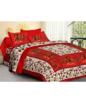 Ridan cotton multicolour  printed double bed sheet with pillow cover 1