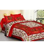 Ridan cotton multicolour  printed double bed sheet with pillow cover