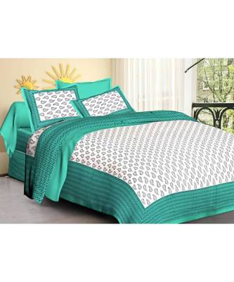 Ridan cotton multicolour  printed double bed sheet with pillow cover 1