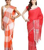Multicolor woven blended cotton saree with blouse